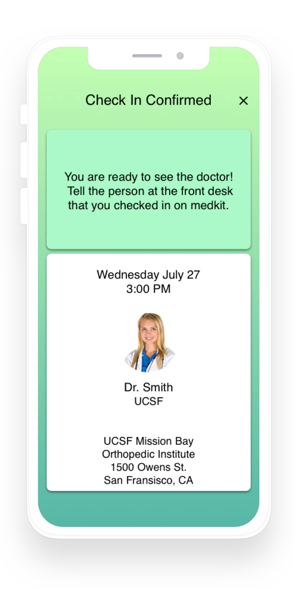 Check-in confirmation