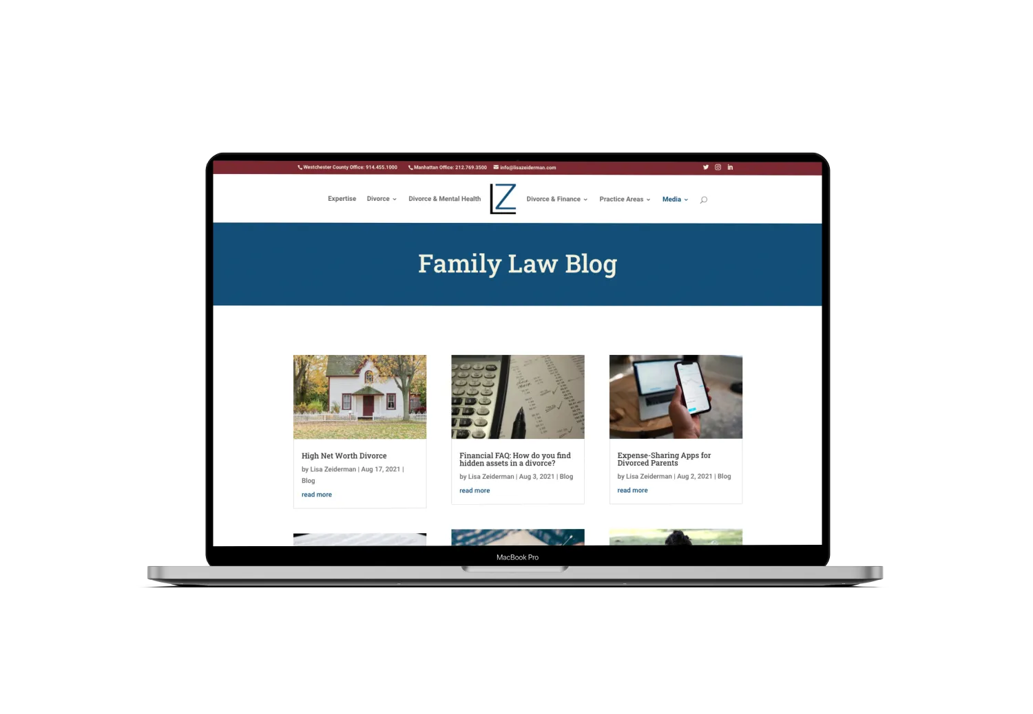 New website on a laptop